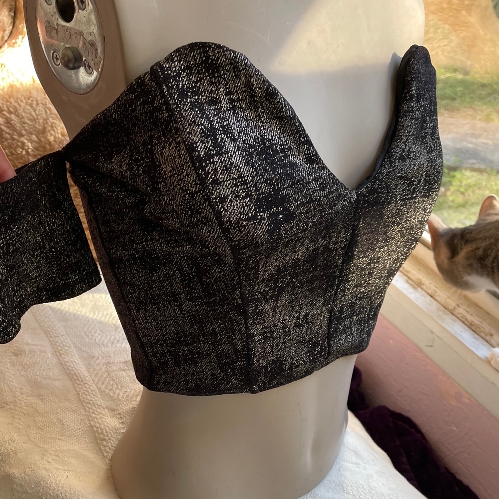 Silver and black shiny crop top